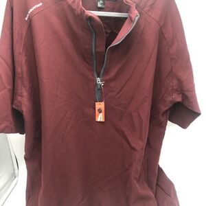 Sun Mountain Golf Shirt New With Tags Medium Wind Wear 100% Polyester Red Maroon